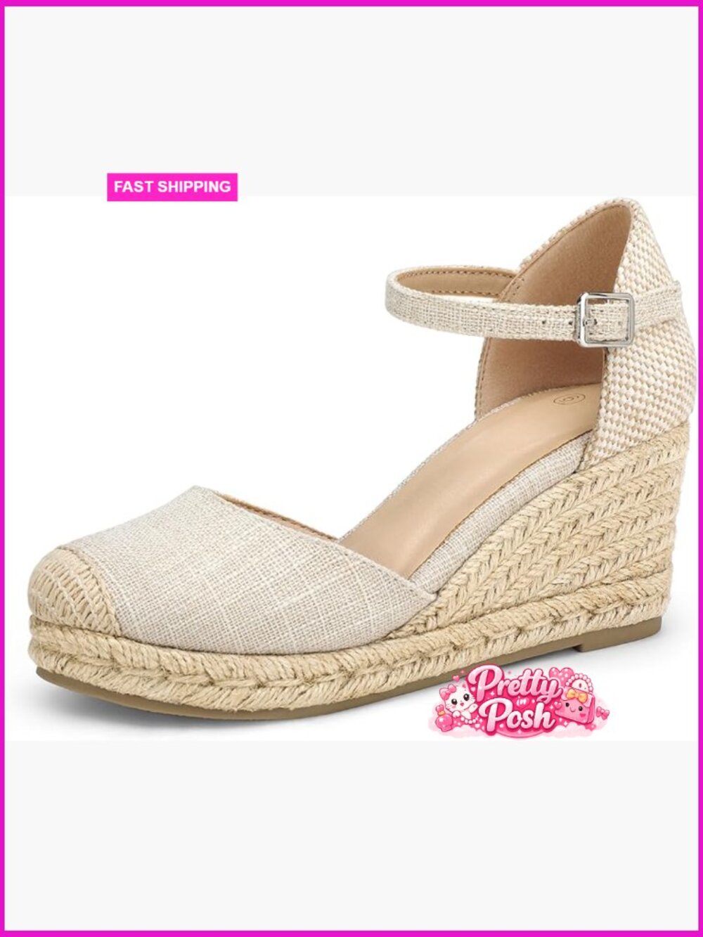 Wedge Sandals Closed Toe Ankle Strap Espadrille Platform Summer Comfort